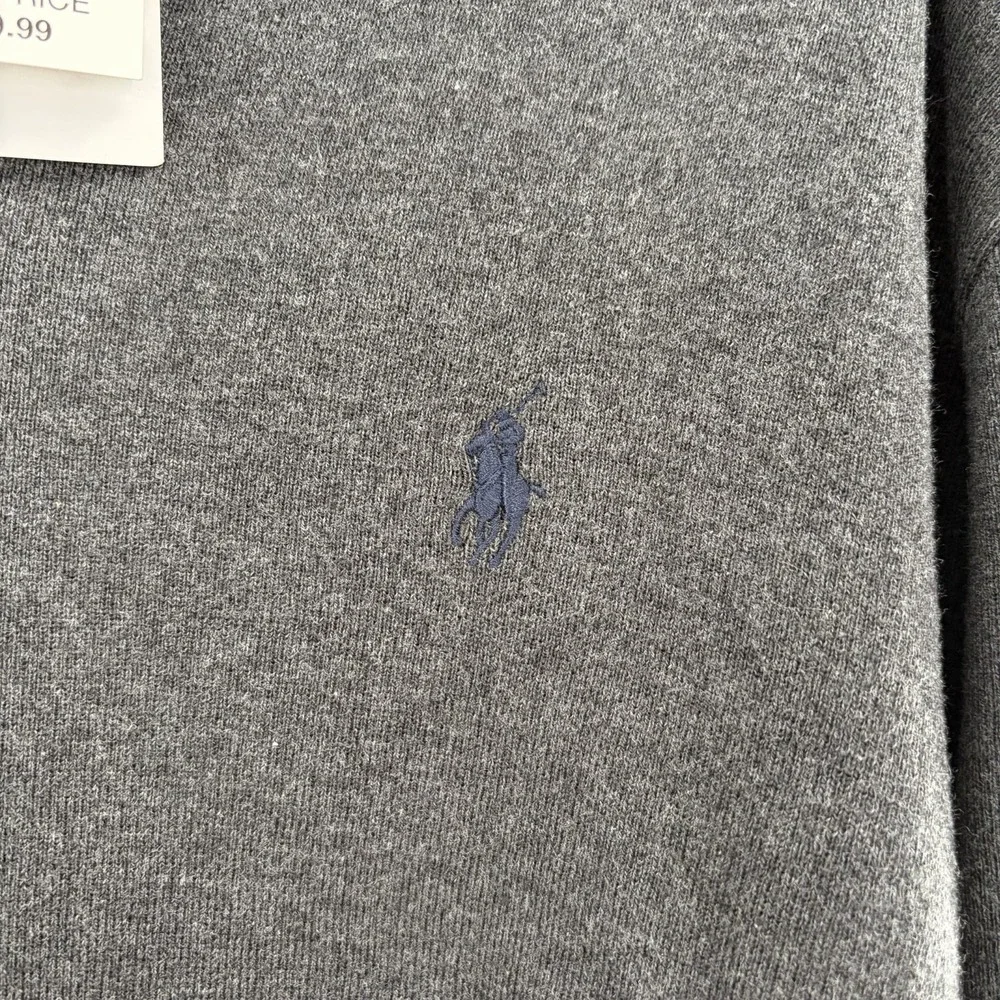 NWT Polo Ralph Lauren Pima Cotton V-Neck Sweater Mens 2XL Heather Navy Pony‎